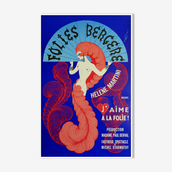 Affiche ancienne originale Folies Bergères Hélène Martini Paris Erté