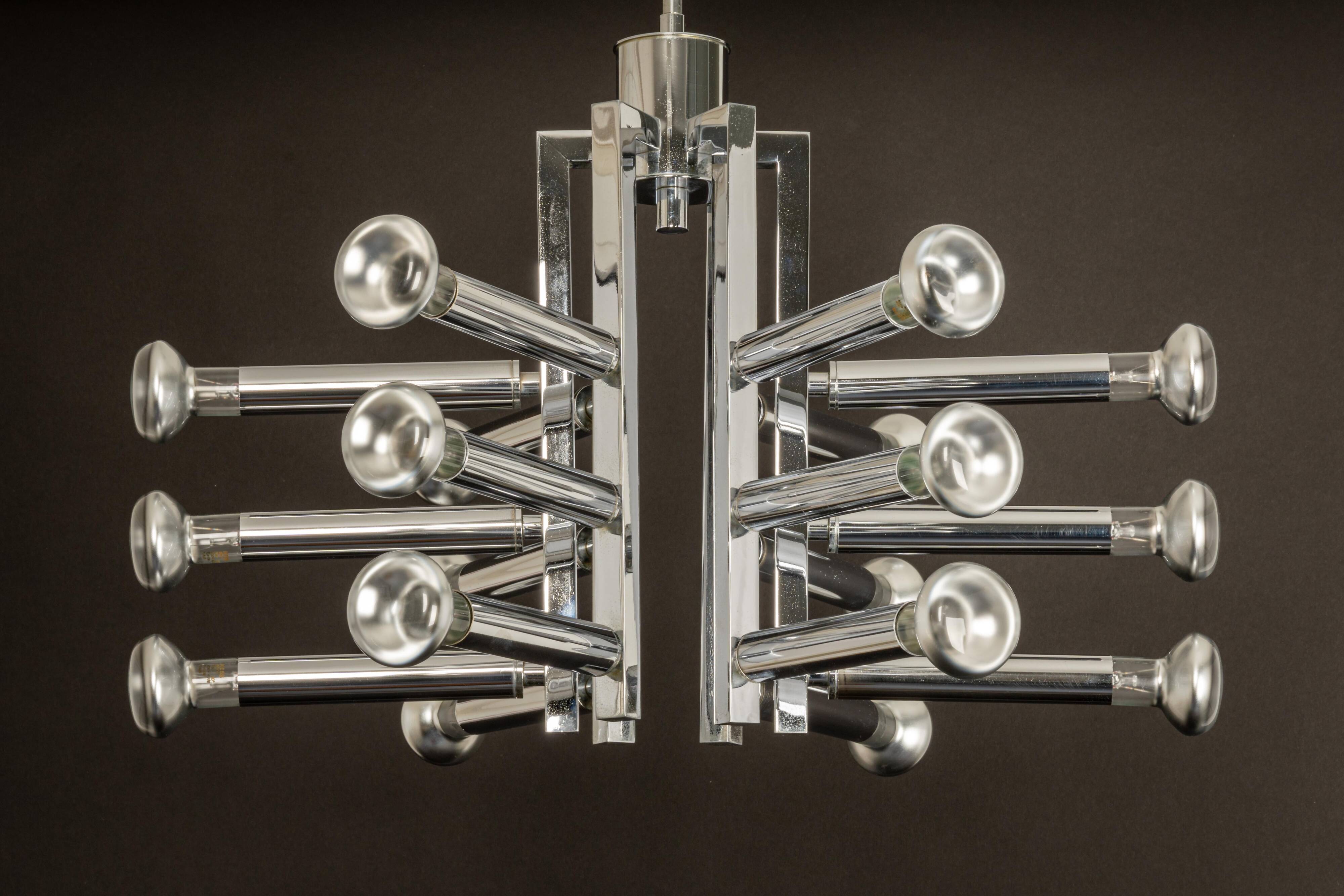 Large chrome Sputnik Atomium chandelier from the space age by Cosack, Germany, 1970s.