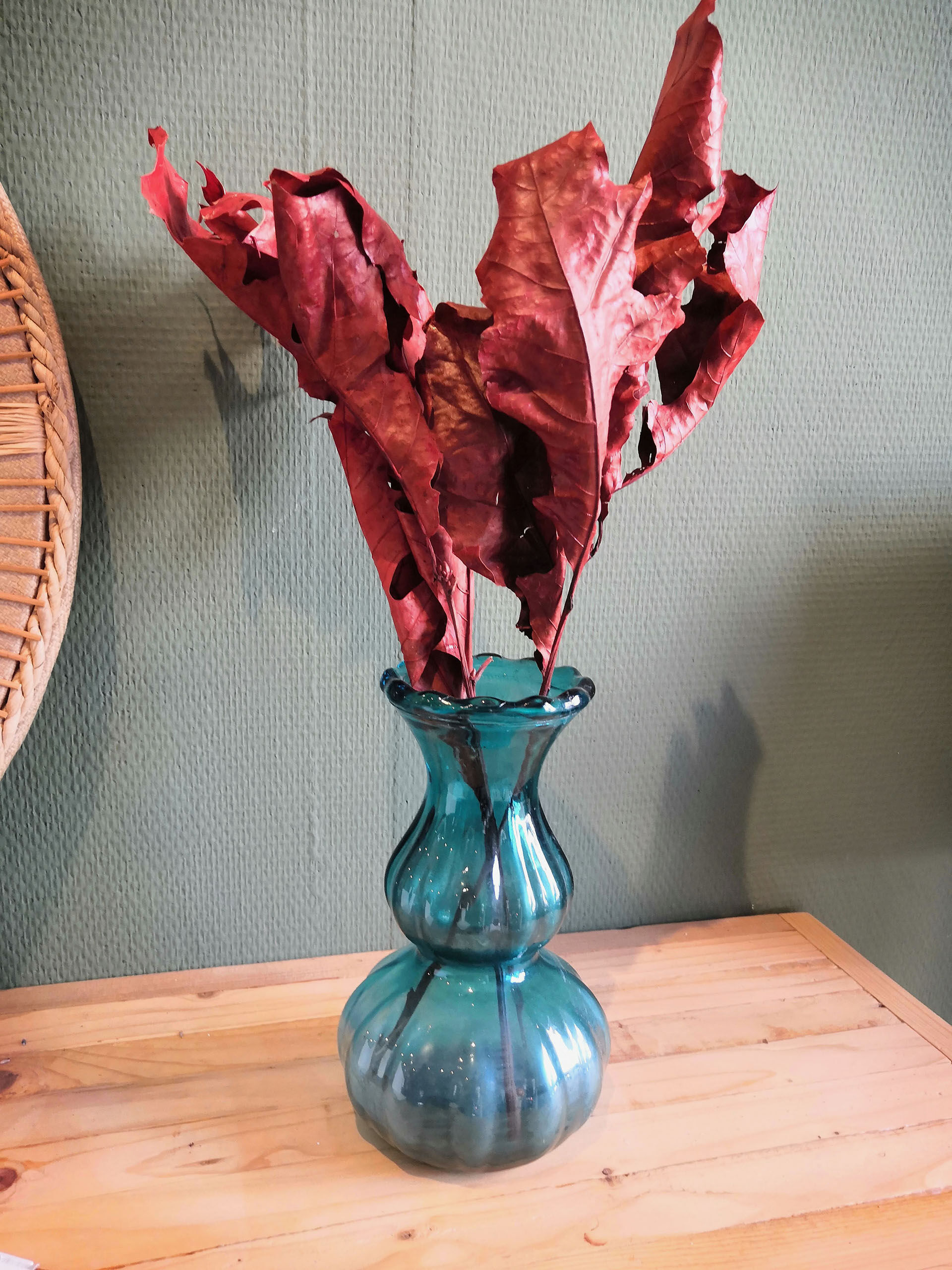 Lagoon blue blown glass vase type murano