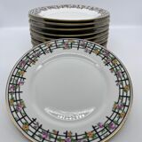 12 charcoal and pear wood porcelain plates
