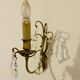Brass wall light + glass tassels, mid-20th century