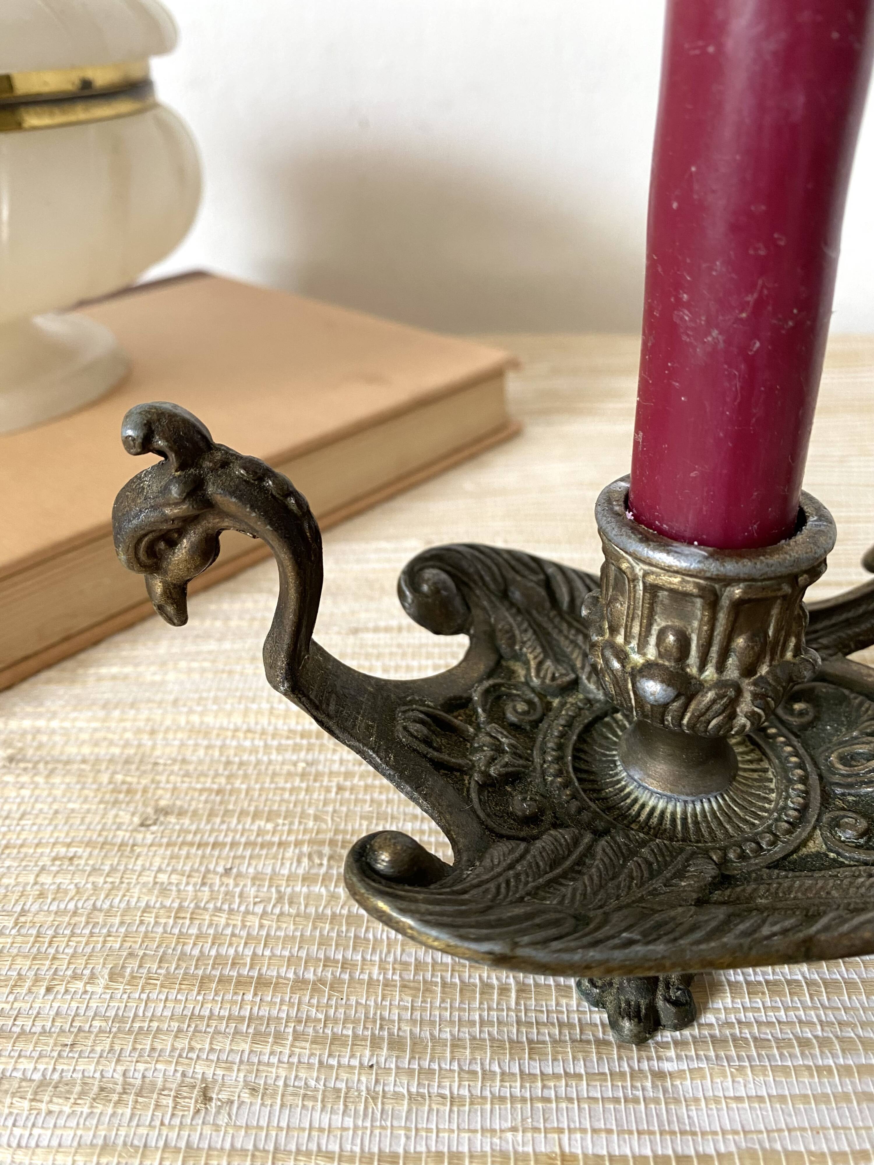 Brass bird candle holder