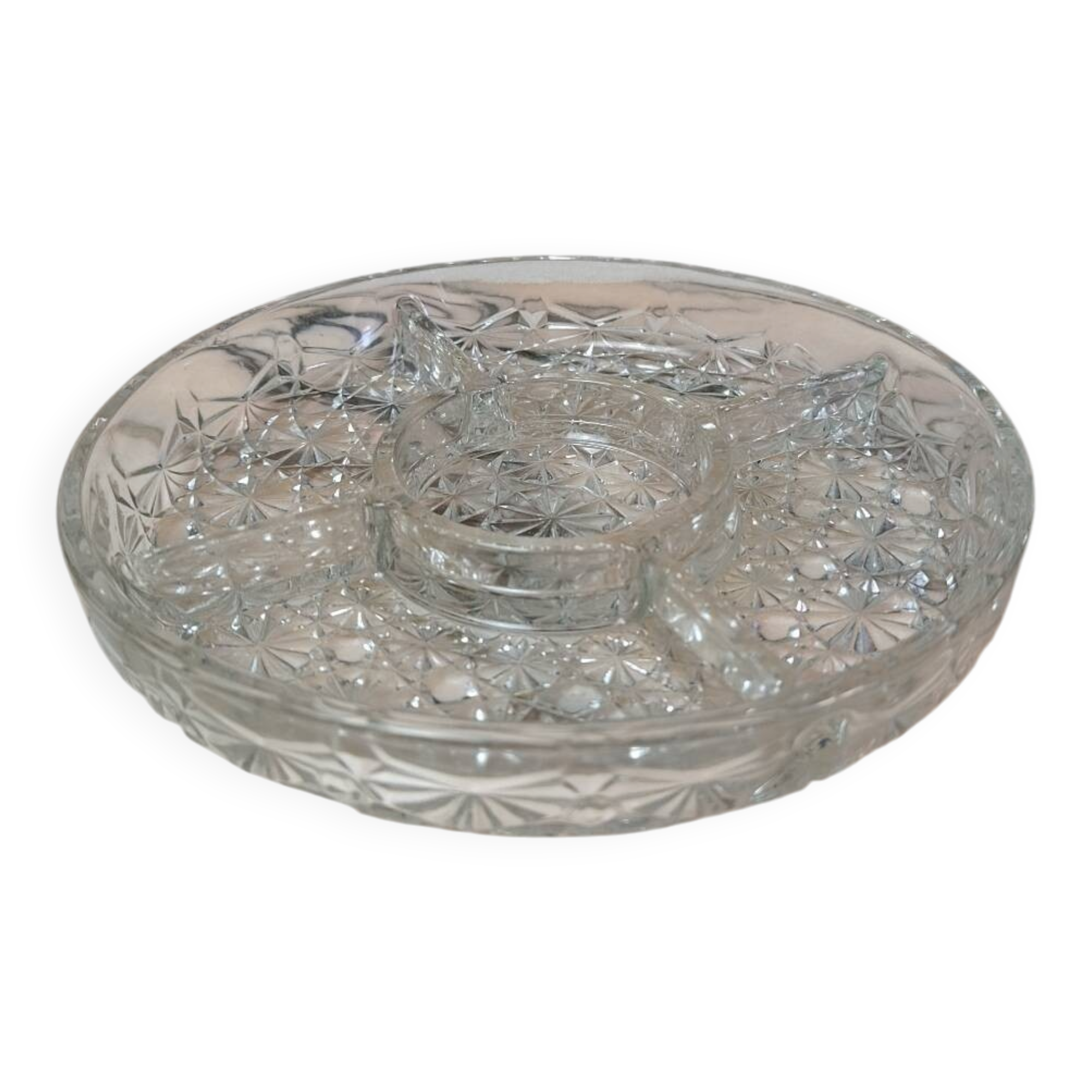 Cut glass serving dish for appetizers