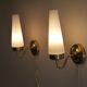 Pair of brass and opaline sconces, Denmark 1960