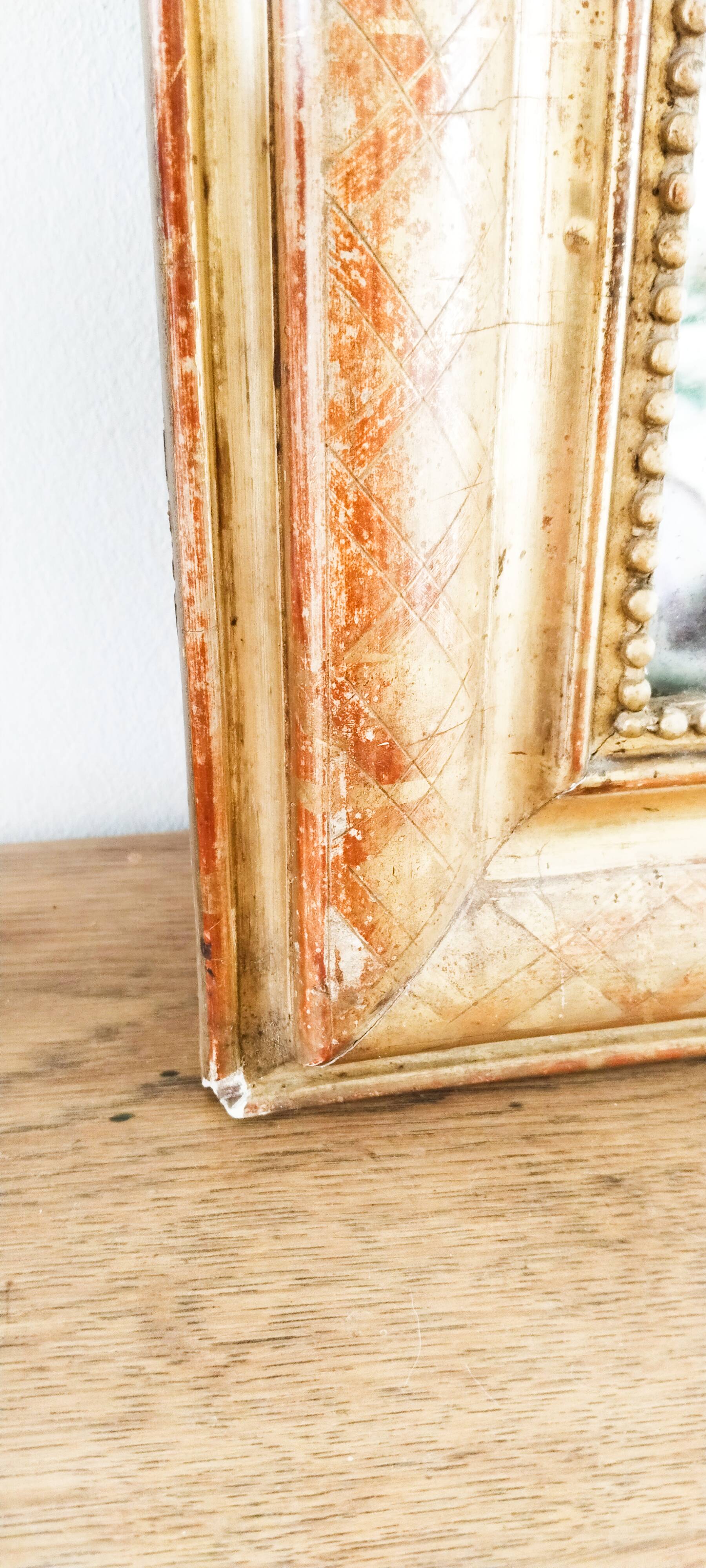 Miroir doré à la feuille Louis Philippe (  77 cm x  59 cm )