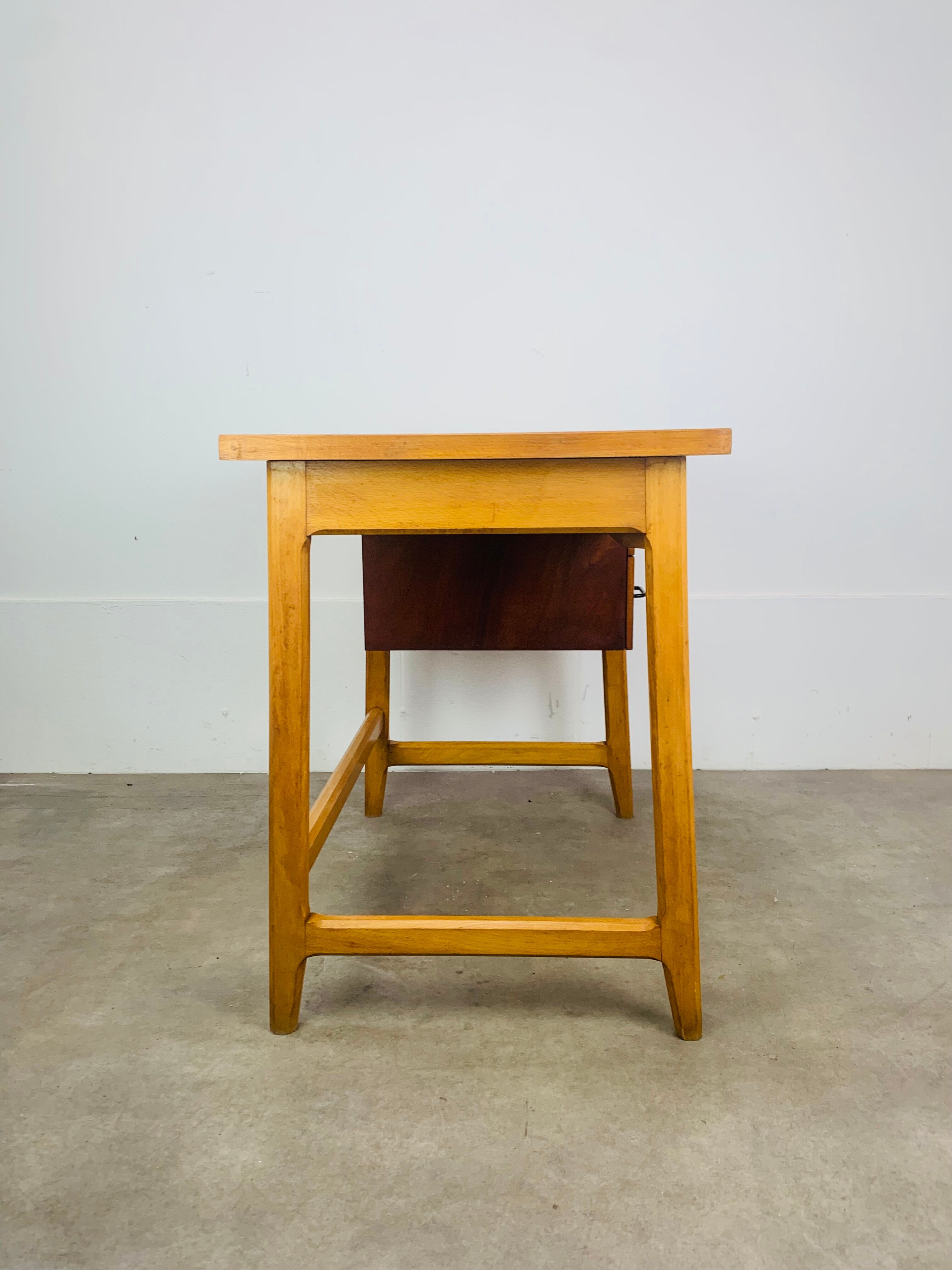1950s wooden desk reconstruction, vintage