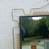 Vintage 1950s neoclassical style gold metal mirror