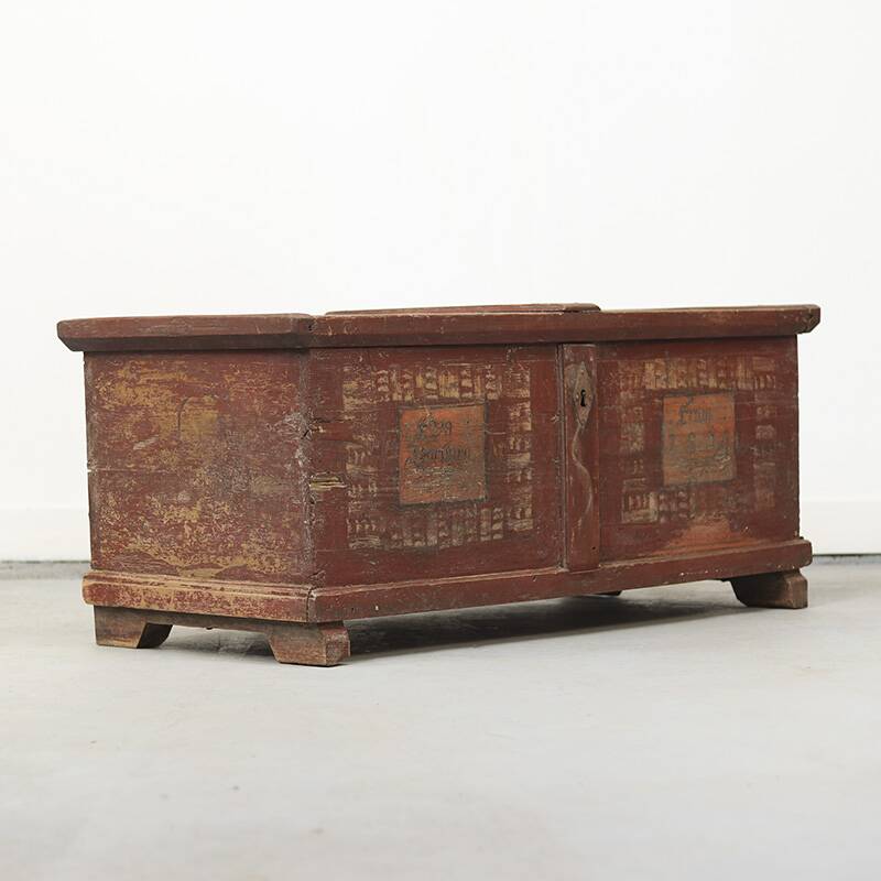 Antique Folk Art Painted bridal chest 1854