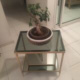 Brass and glass side table