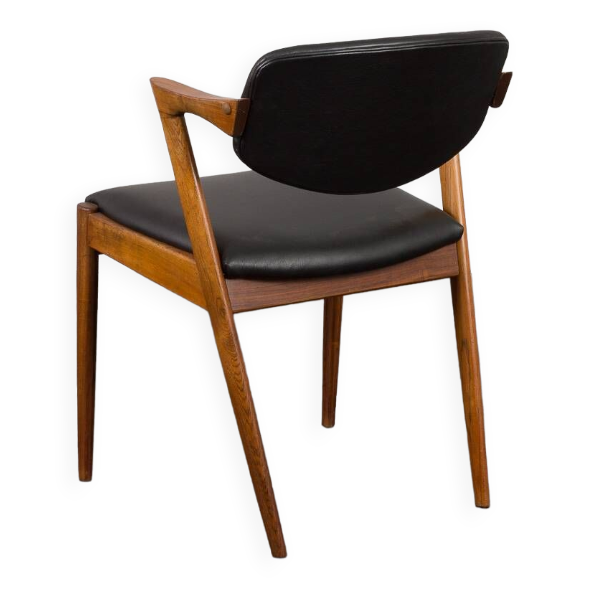 Chaise vintage en palissandre Kai Kristiansen modèle 42 en cuir aniline noir, Danemark 1960