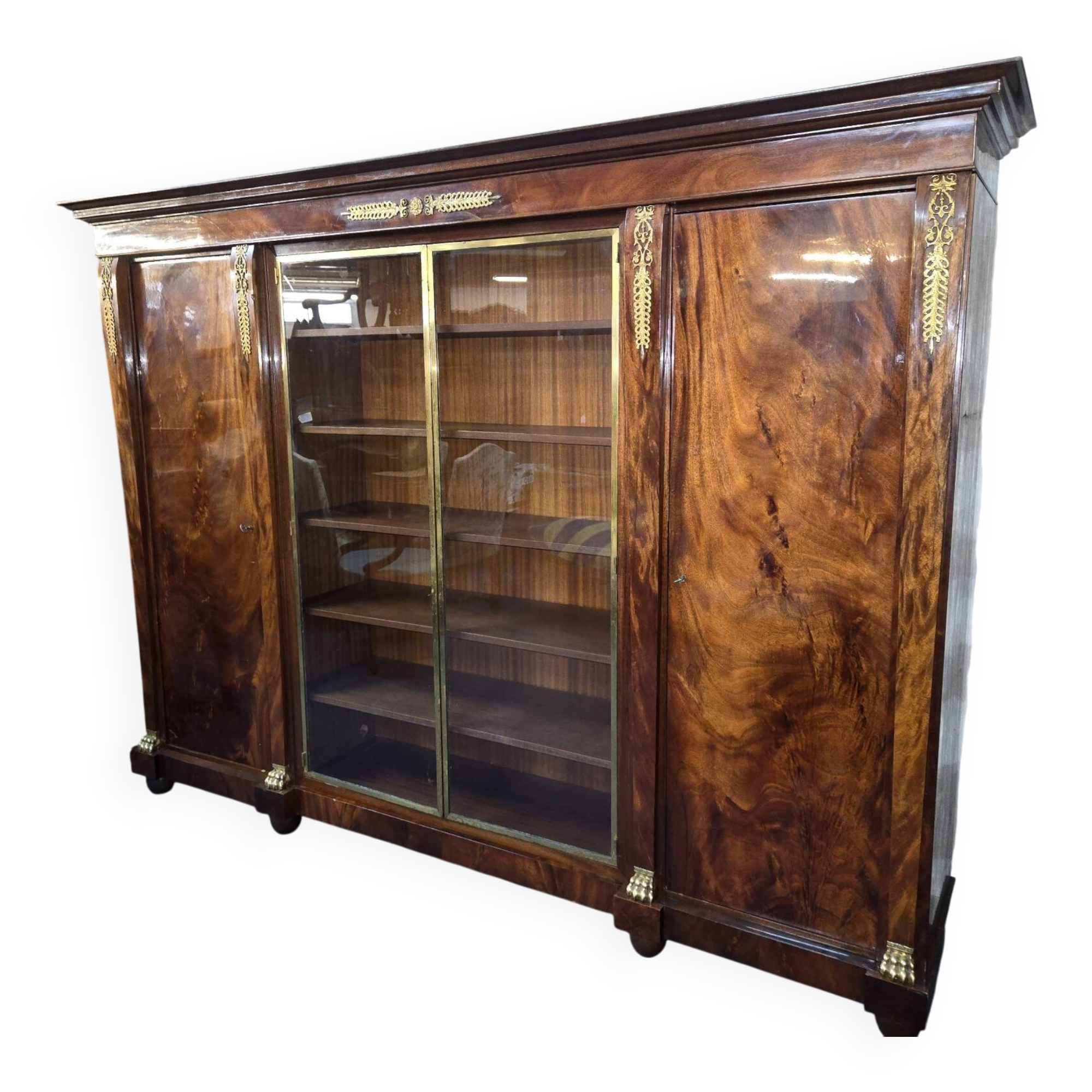 Large Empire style mahogany bookcase from the 20th century