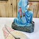 Large altar angel 42.5 cm plaster church statue sulphide eyes XIX