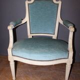 Pair Of Louis XVI Style Armchairs In White Lacquered Walnut Around 1900