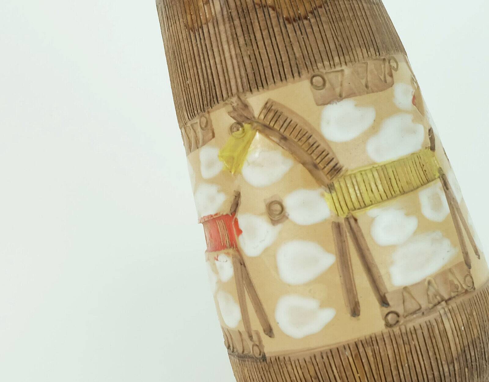 Italian mid century vase fratelli fanciullacci horse sgraffito decor rare glaze variation