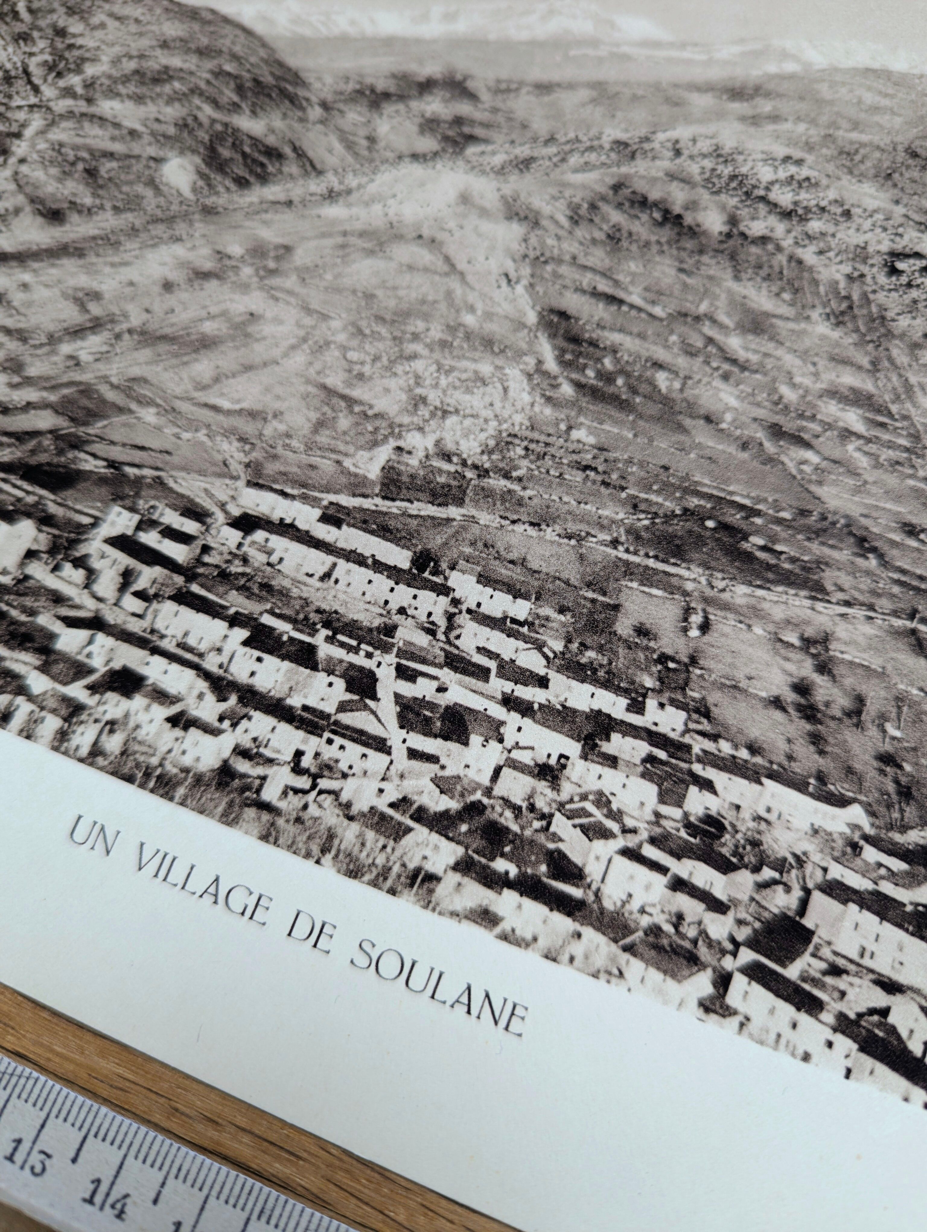 A village in Soulane, Pyrenees, photo print from 1937.