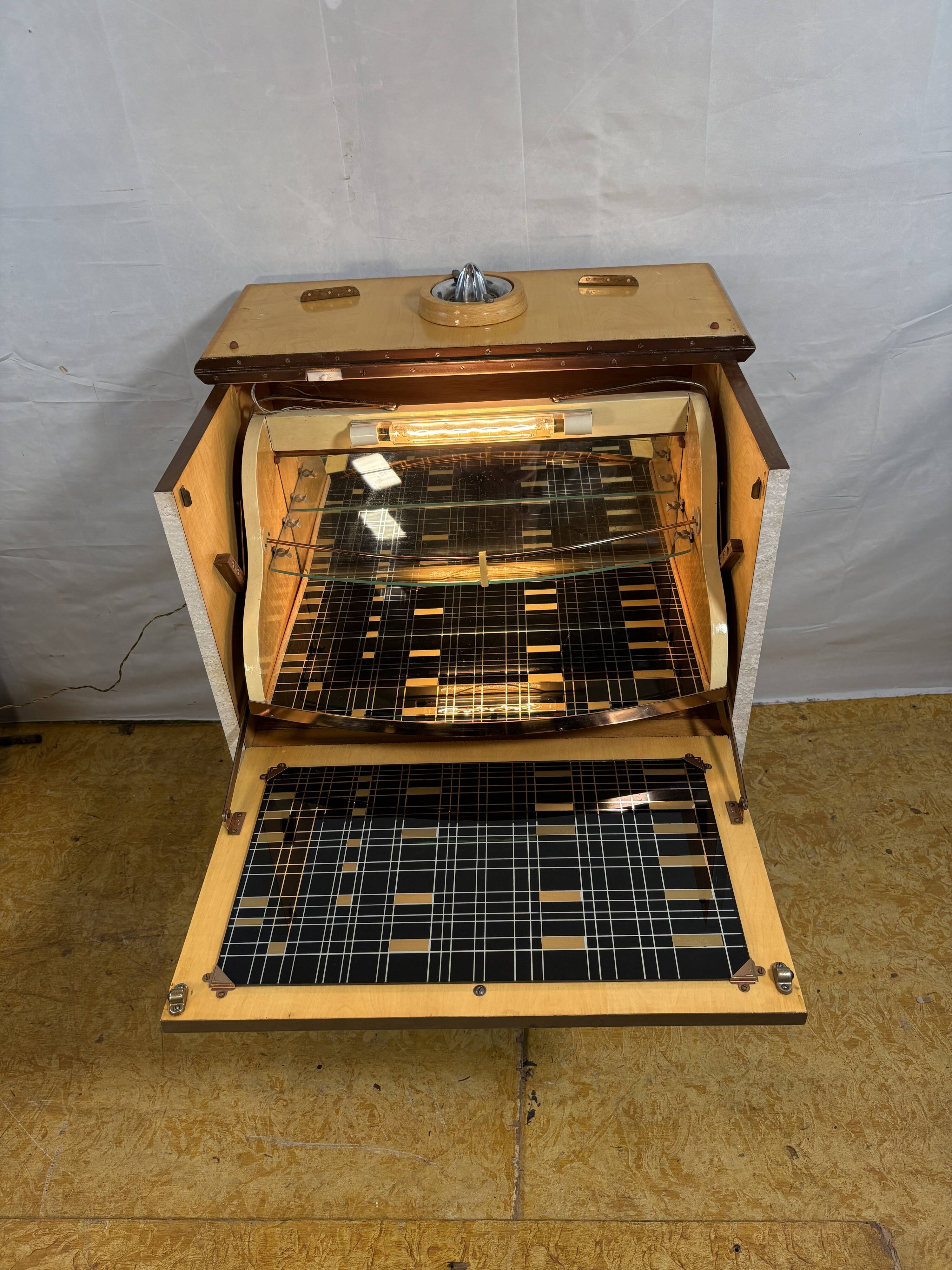 Mid Century Retro Teak & Lamination Cocktail Bar Cabinet (Circa 1950–1960)
