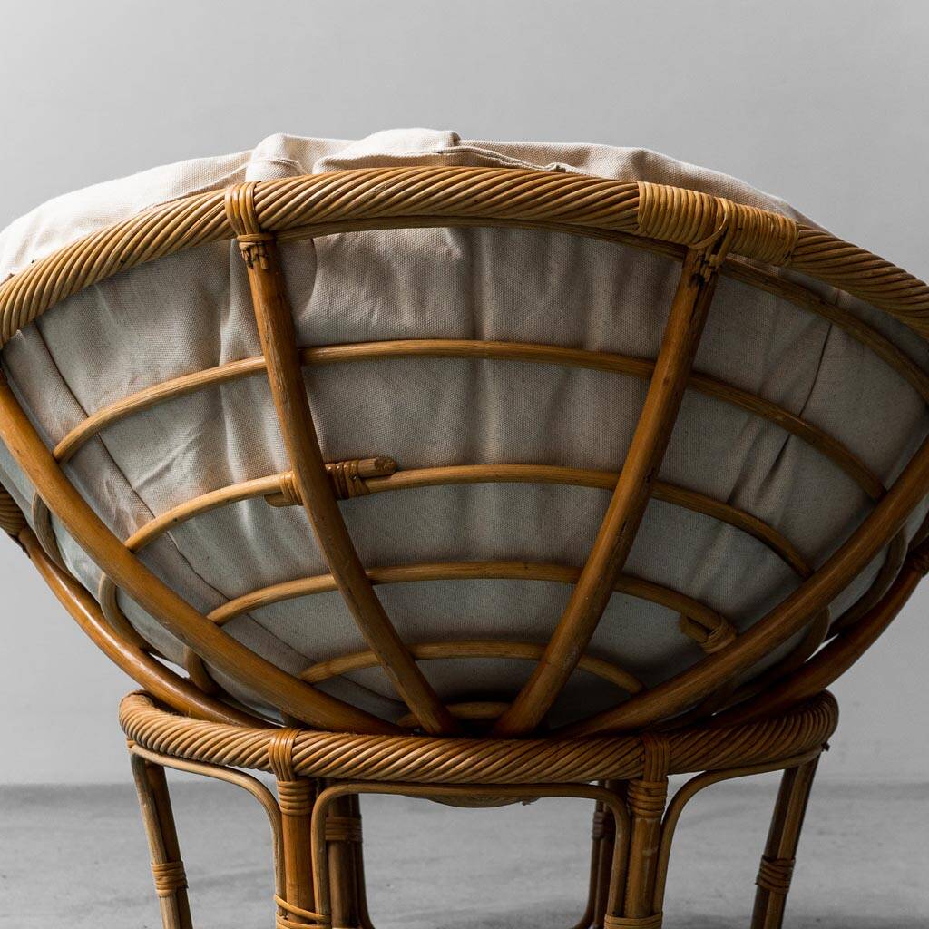 Poltrona vintage modello papasan in bambù anni ’70 modernariato