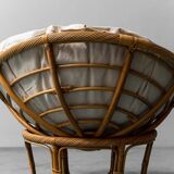 Poltrona vintage modello papasan in bambù anni ’70 modernariato