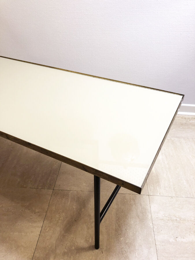 Modernist glass and brass coffee table, 1960