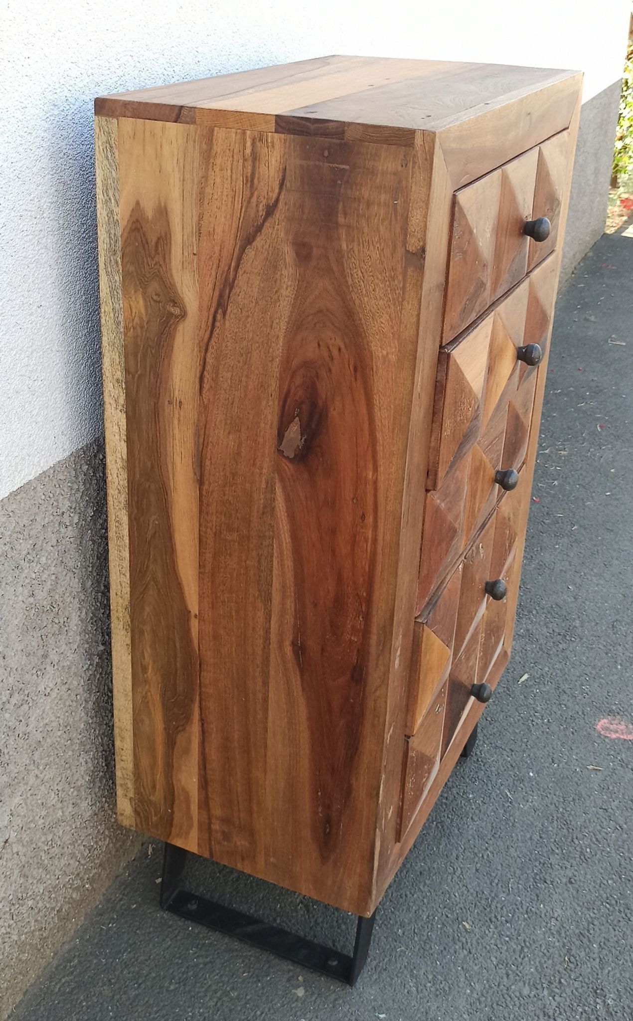Petite commode 5 tiroirs pointes de diamant