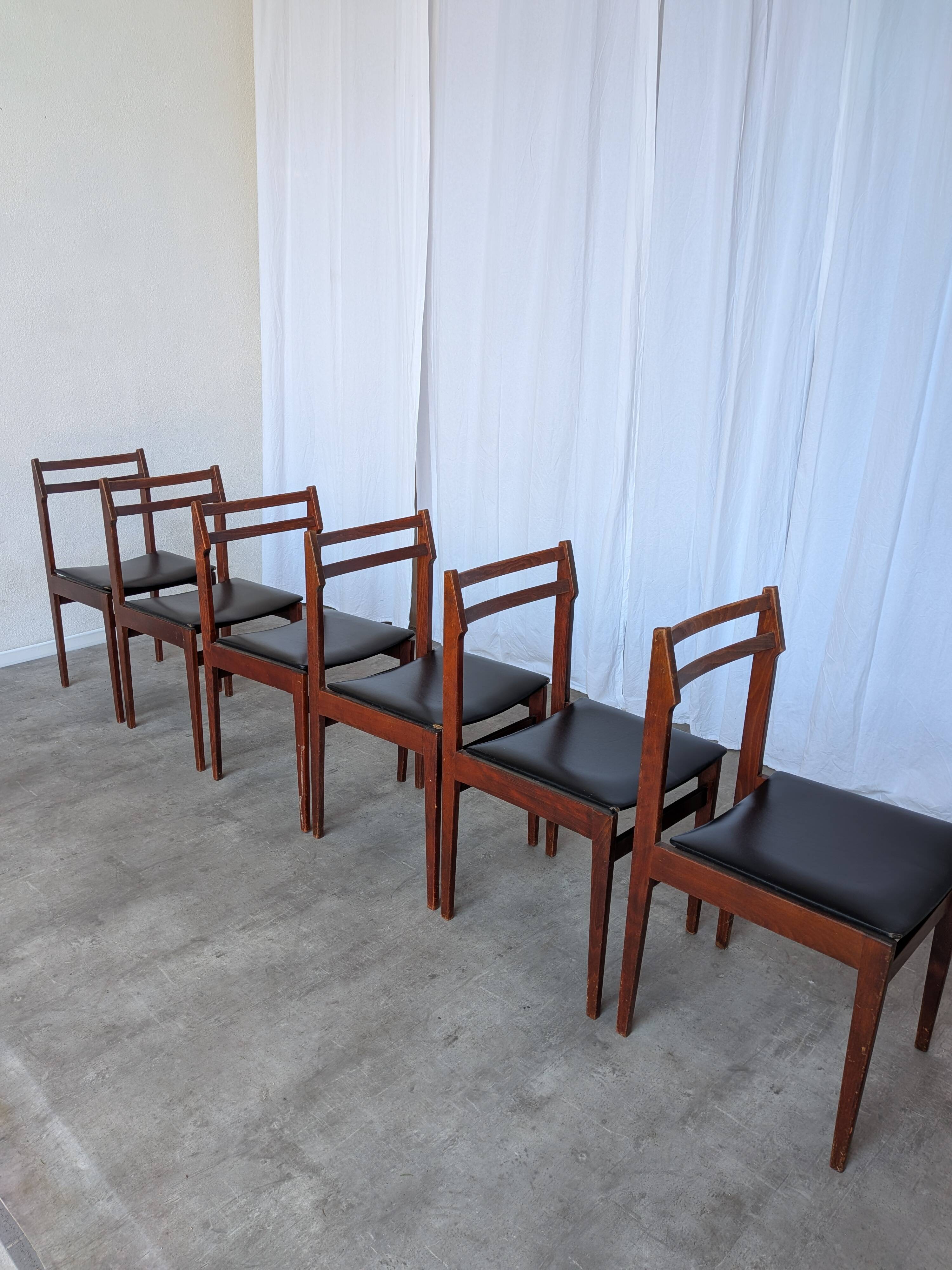 Set of 14 Vintage Scandinavian Dining Chairs / Yugoslav Wooden Bistro Chair