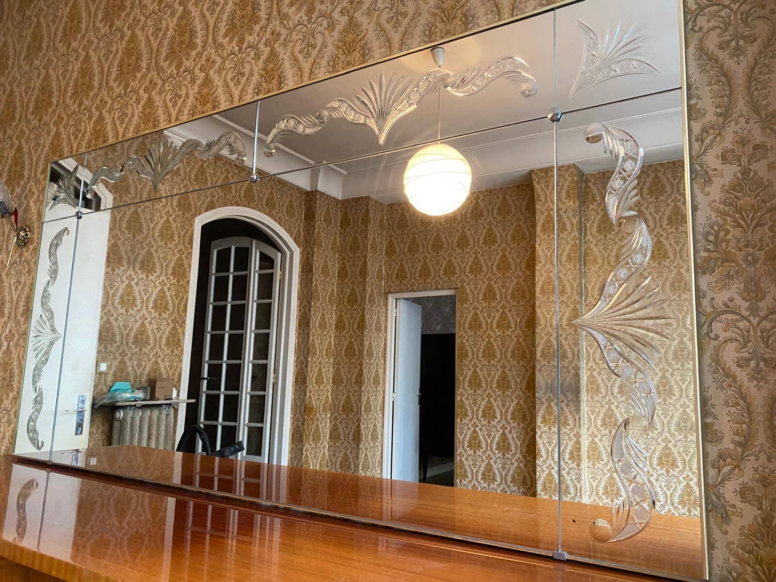 Art Deco sculpted bistro brasserie mirror 1960