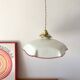 suspension in white pleated opaline and burgundy edging from the 1950s