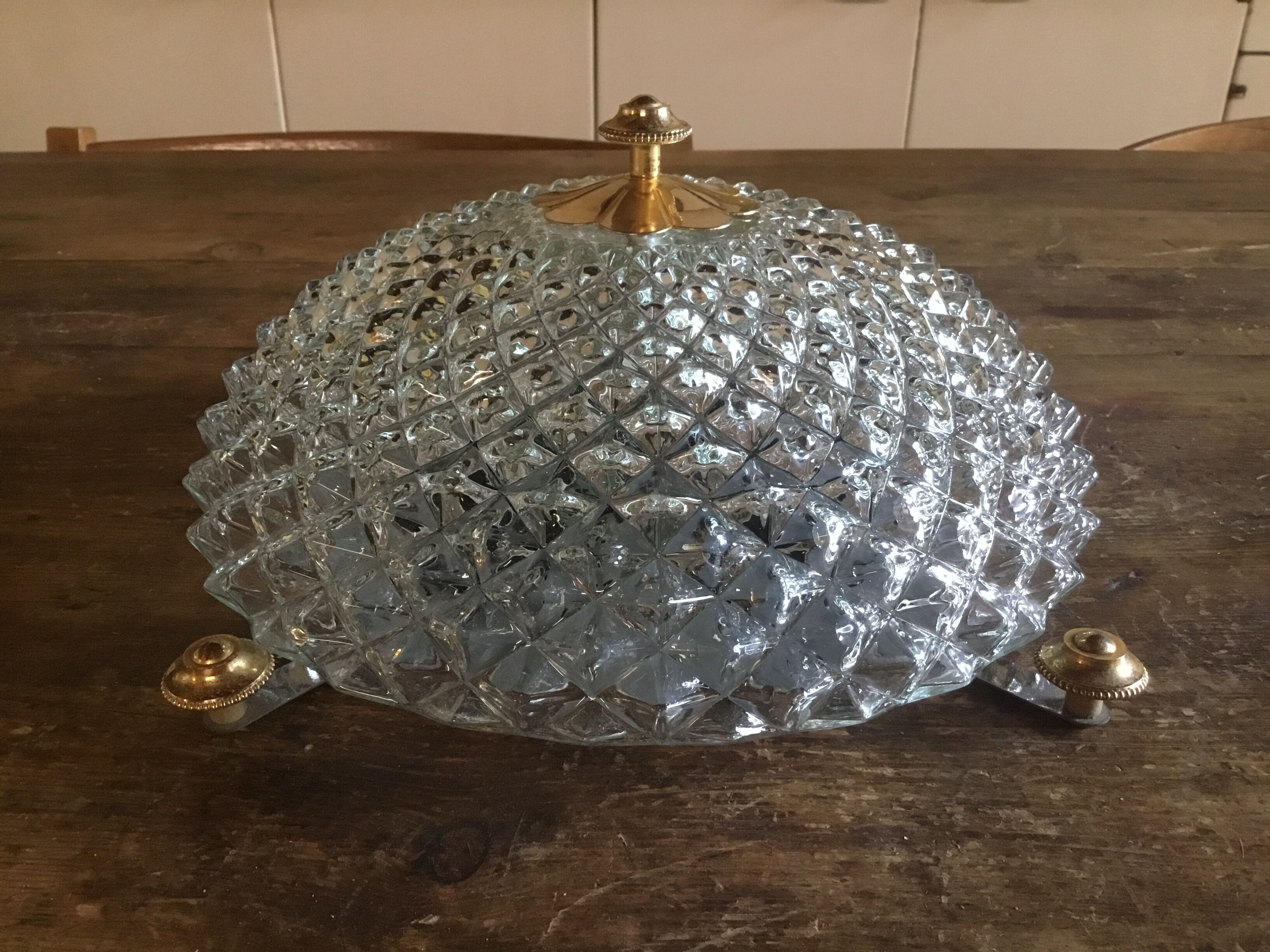 Glass and brass ceiling light