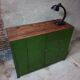 Vintage steel cupboard, shelf cupboard, kitchen island green