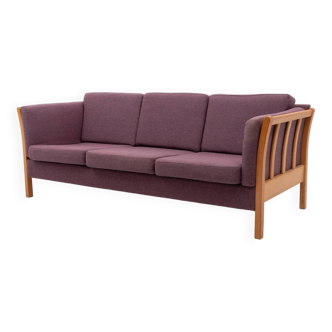 Vintage Danish design three seats sofa in aubergine wool
