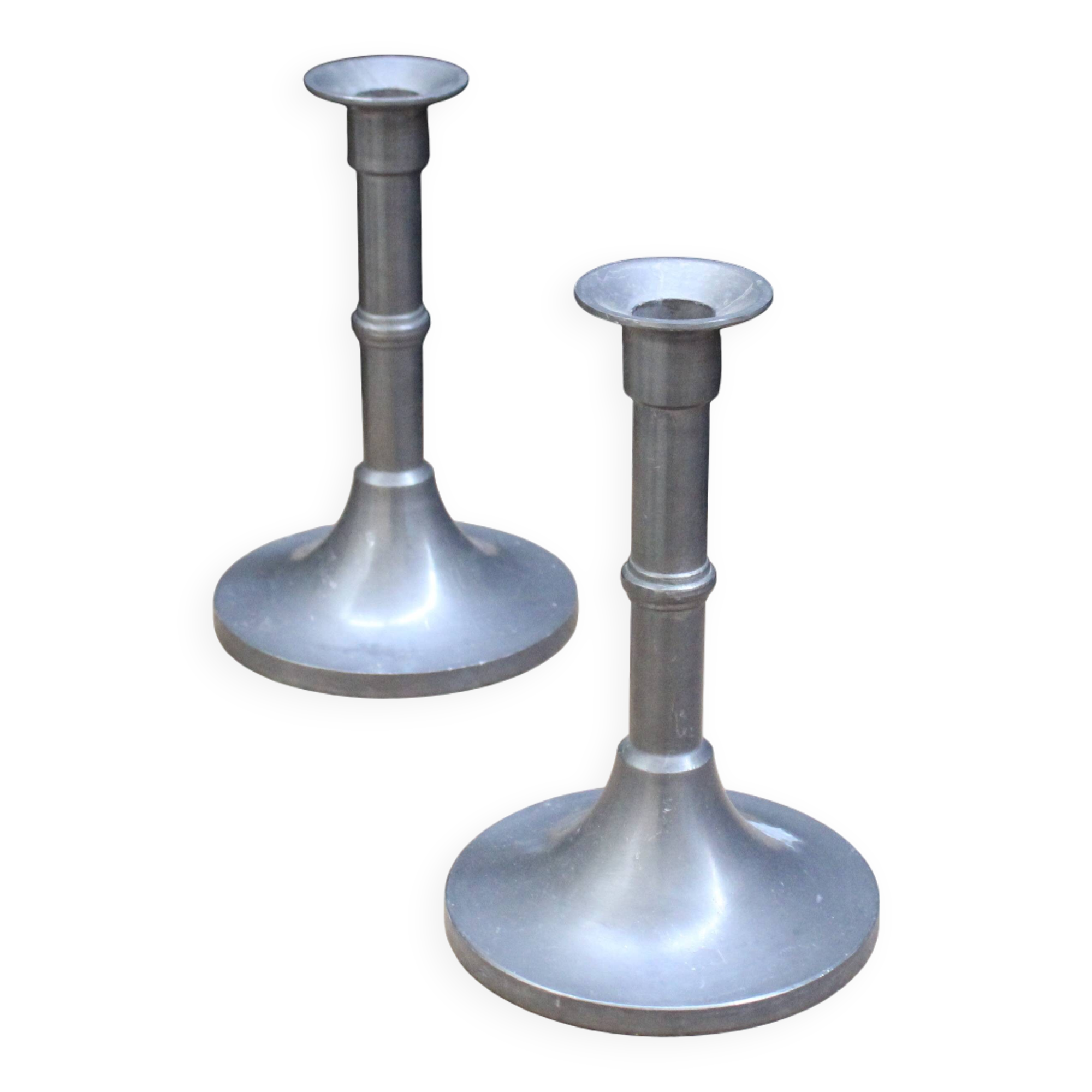 Pewter candlestick candle holders (pair)