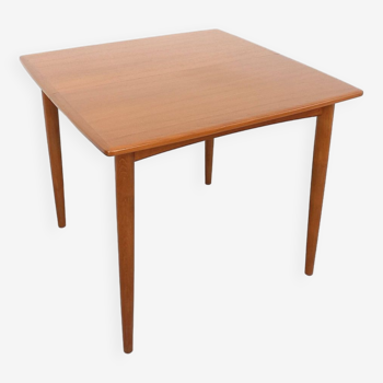 Table à manger carrée scandinave vintage des années 50 60 en teck avec rallonge