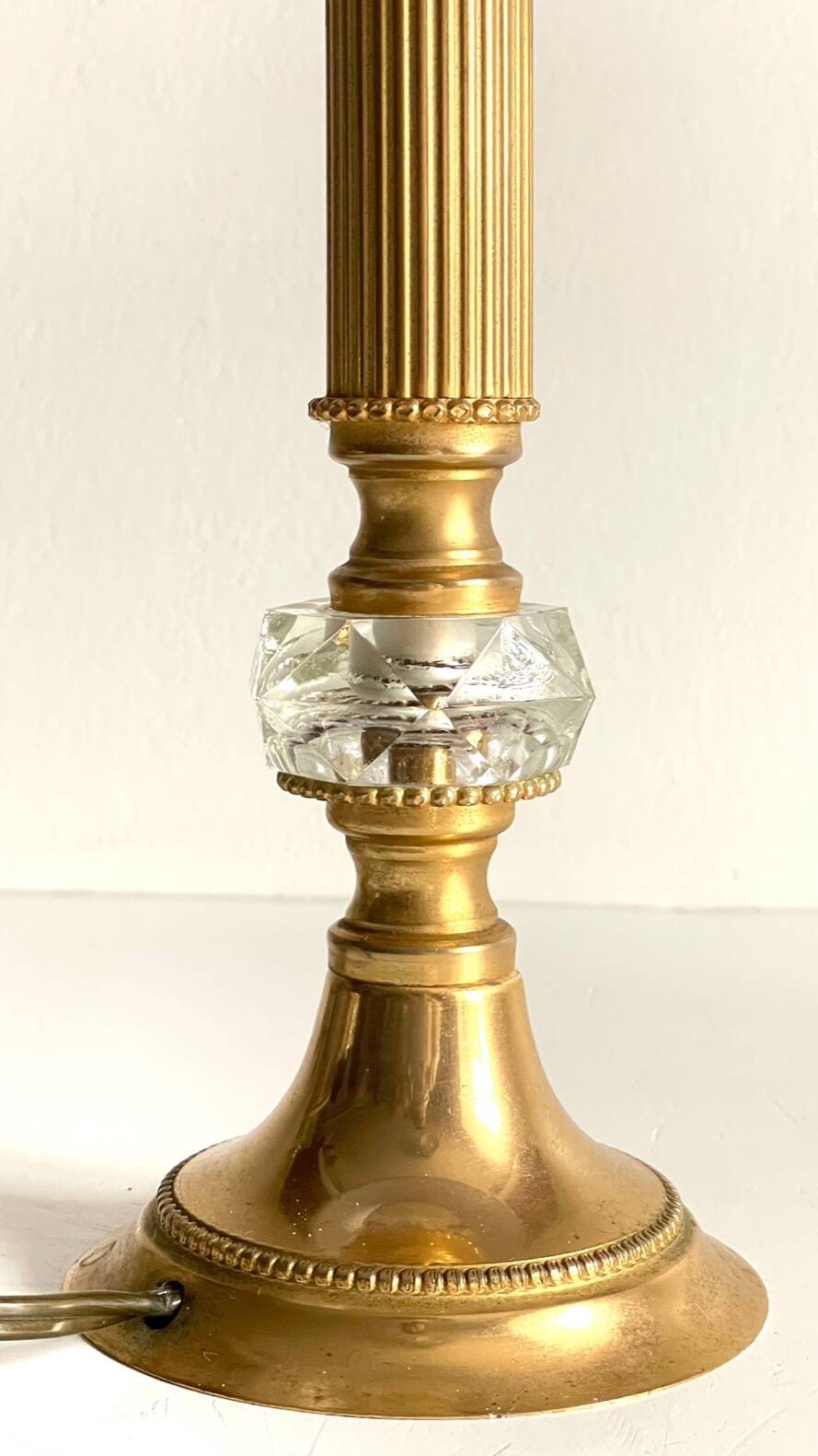 Vintage Crystal and Gold Metal Lamp