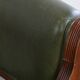 English-Style Office Chair in Cowhide Leather on Wheels Combined with Wood