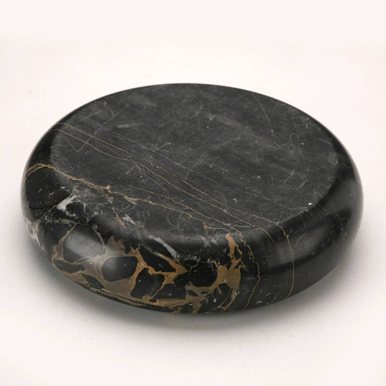 Vintage black and silver marble catchall, Italy, 1970s