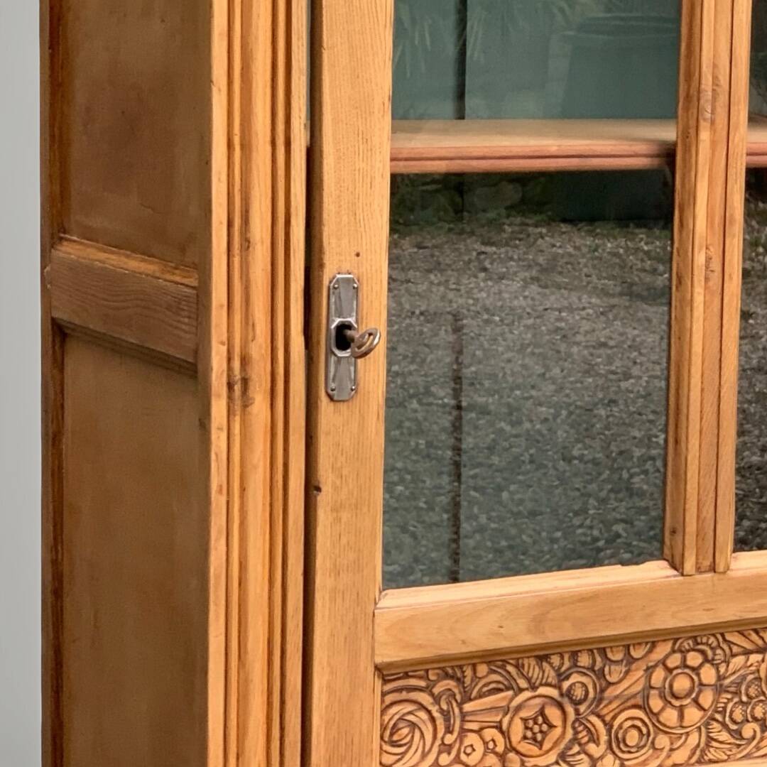 Parisian glass cabinet art deco raw wood