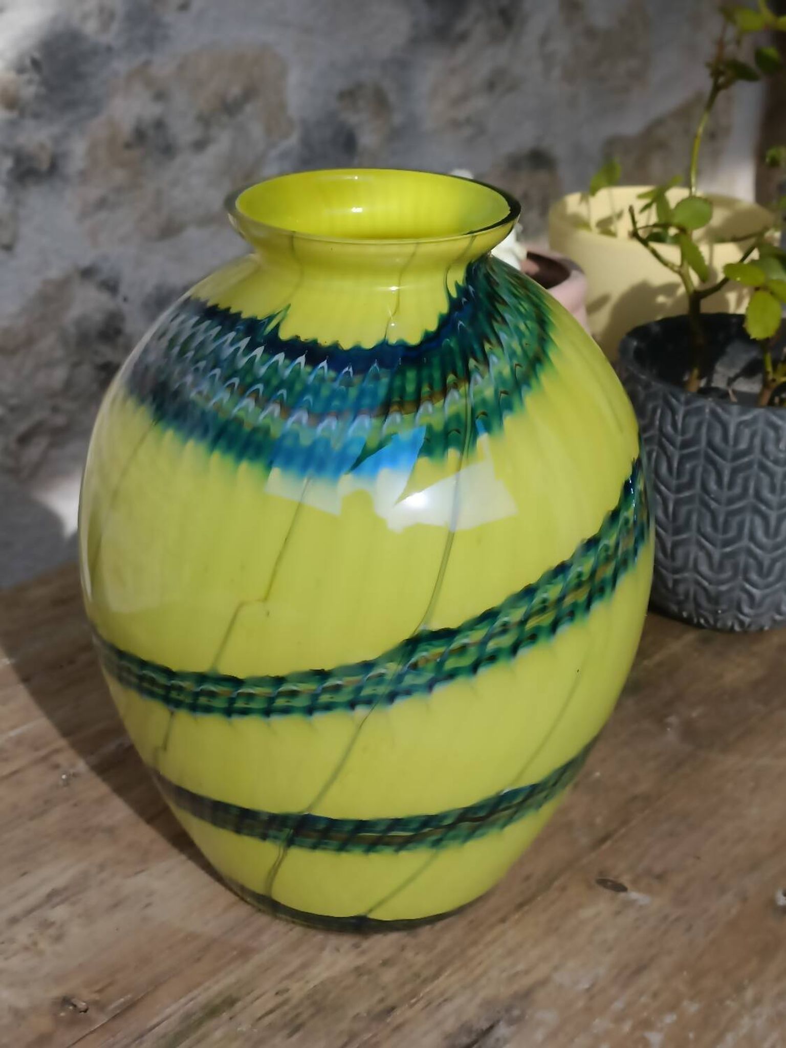 Two-tone blown glass vase from the 70s