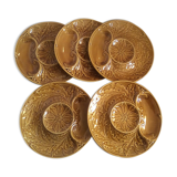Set of 5 french vintage plates in Gien 1950 dabbling