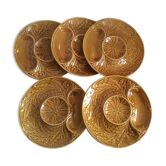 Set of 5 french vintage plates in Gien 1950 dabbling
