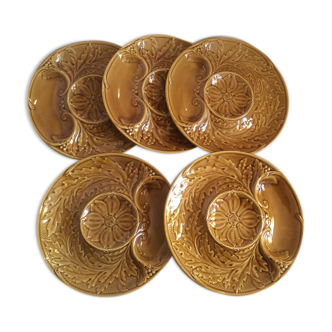 Set of 5 french vintage plates in Gien 1950 dabbling