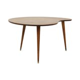Solid Wood Kidney-Shaped Coffee Table Side Table 1960s