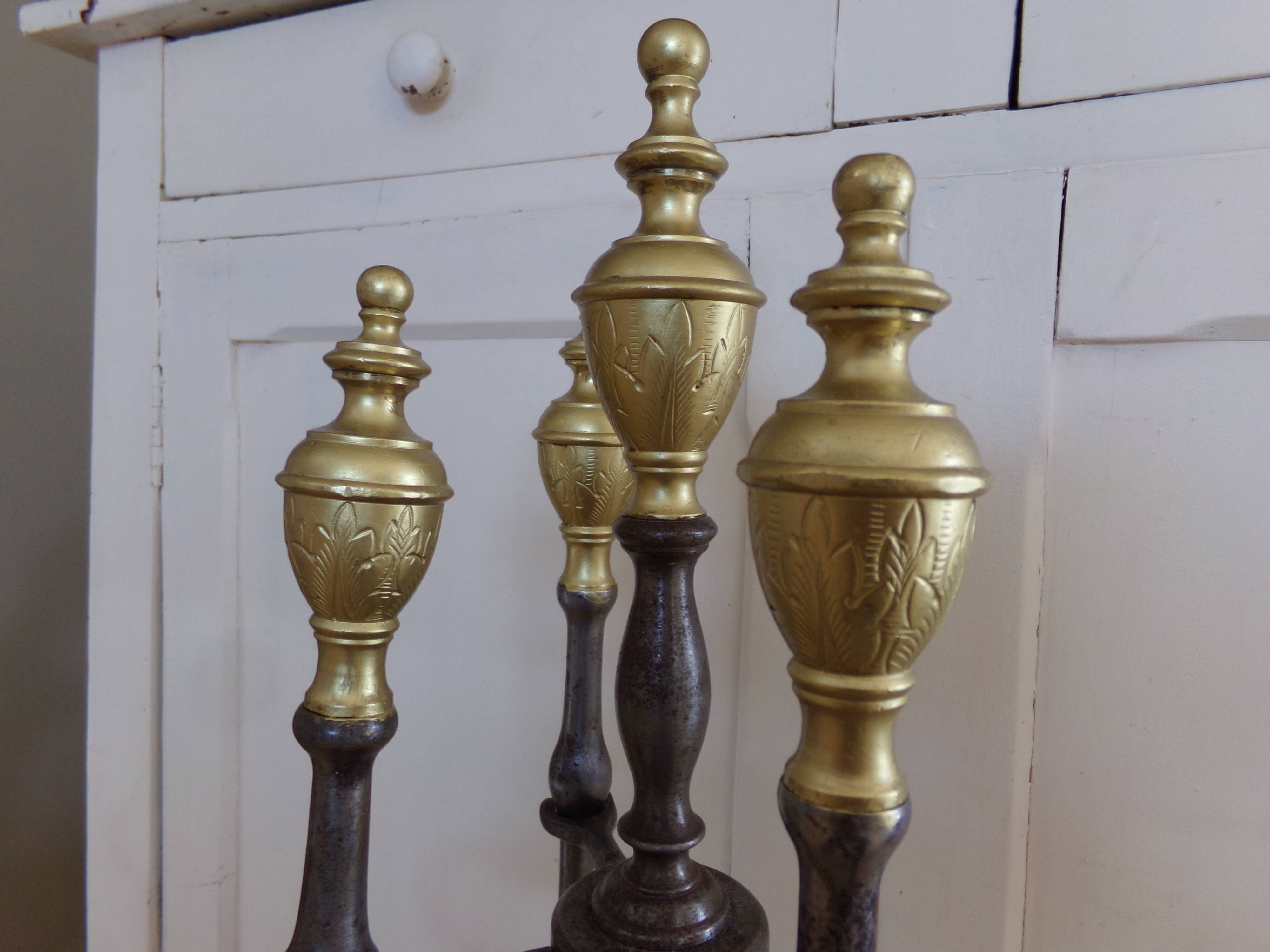 Cast iron chimney servant and brass