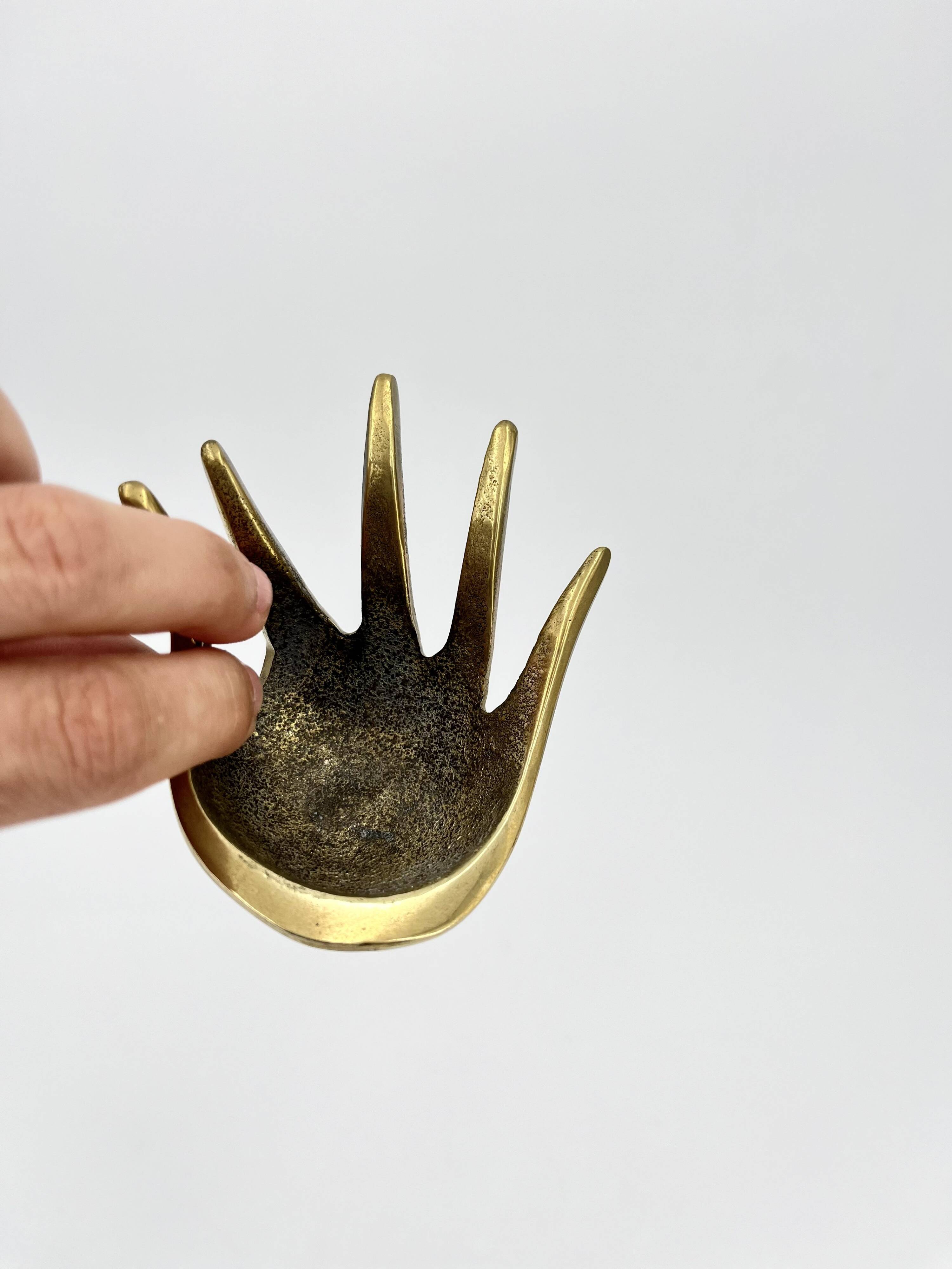 Brass Hand Ashtray, by Walter Bosse for Herta Baller, 1950s Austria