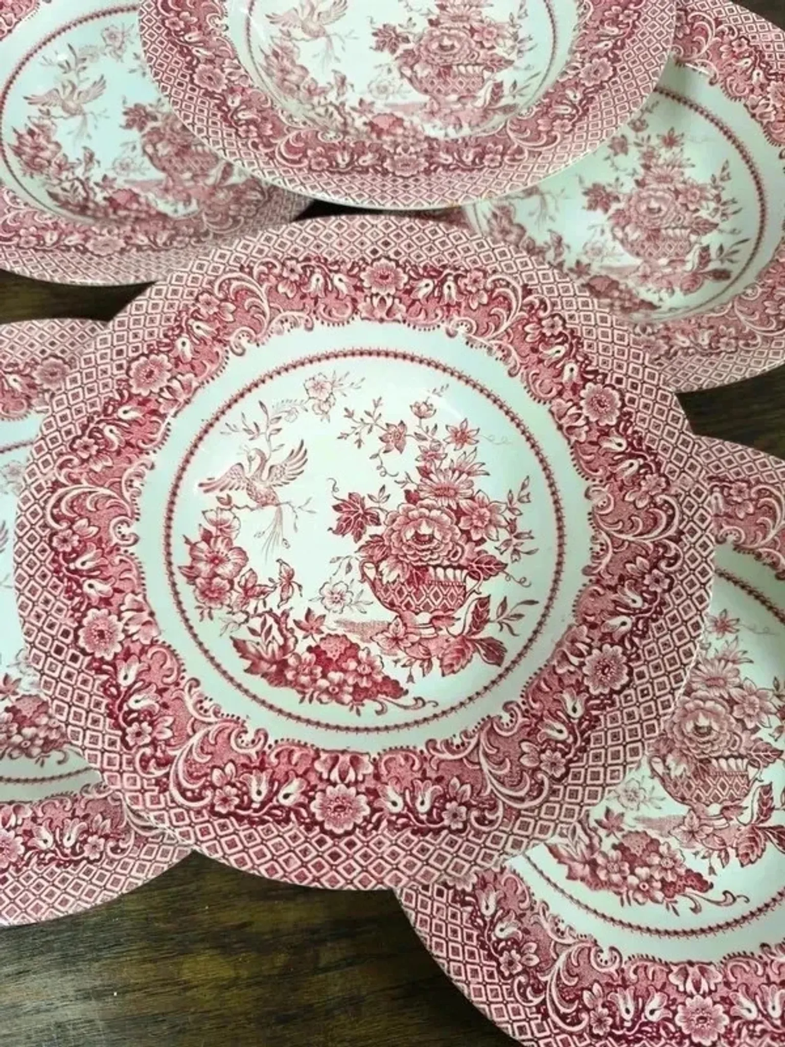 Set of 6 vintage English deep plates – Jardinière model