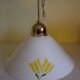 Vintage 1970s white enamelled sheet metal pendant