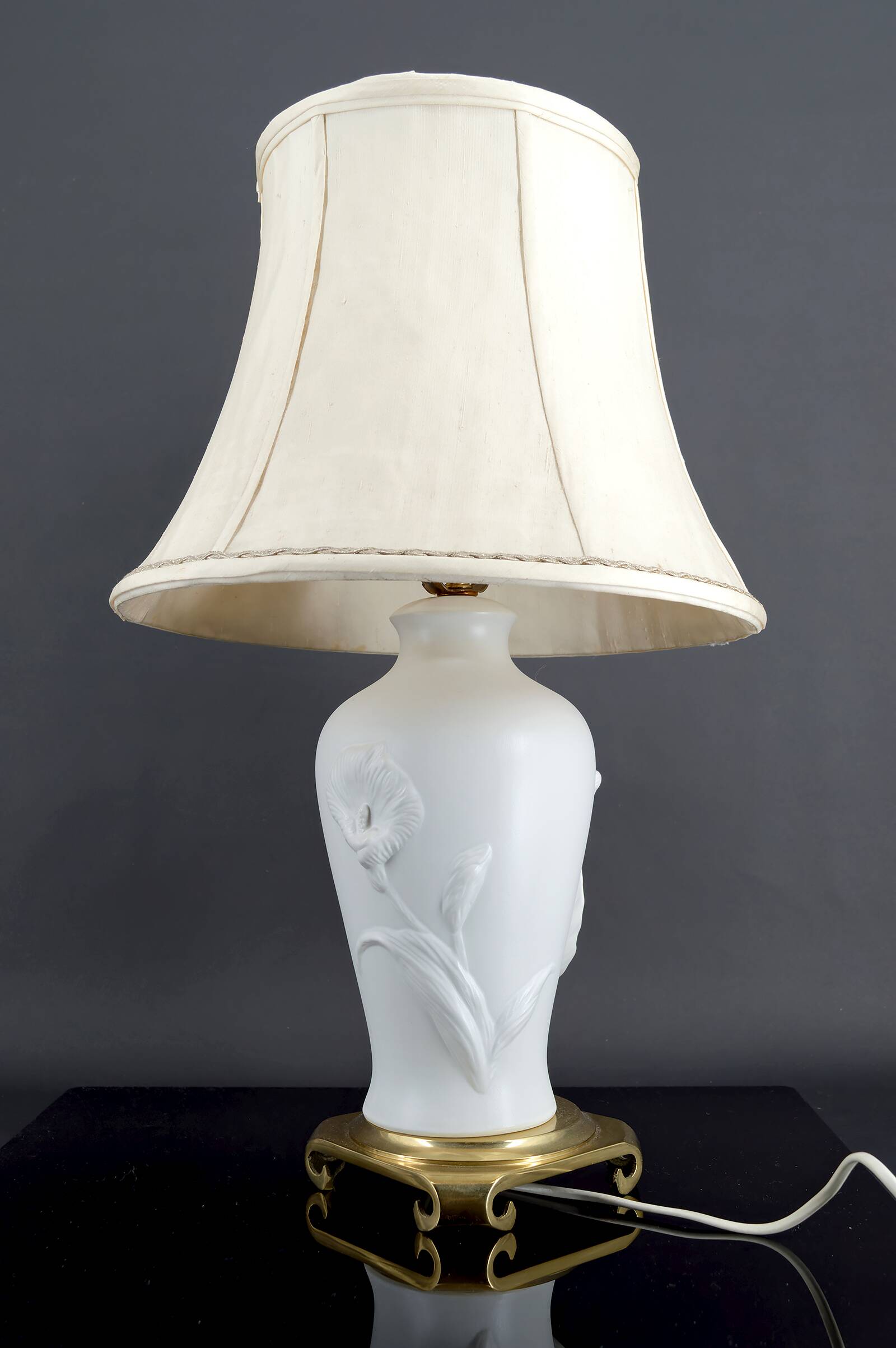 Biscuit porcelain lamp, "Calla Lily", by Nicholas Berbenczy, 1986