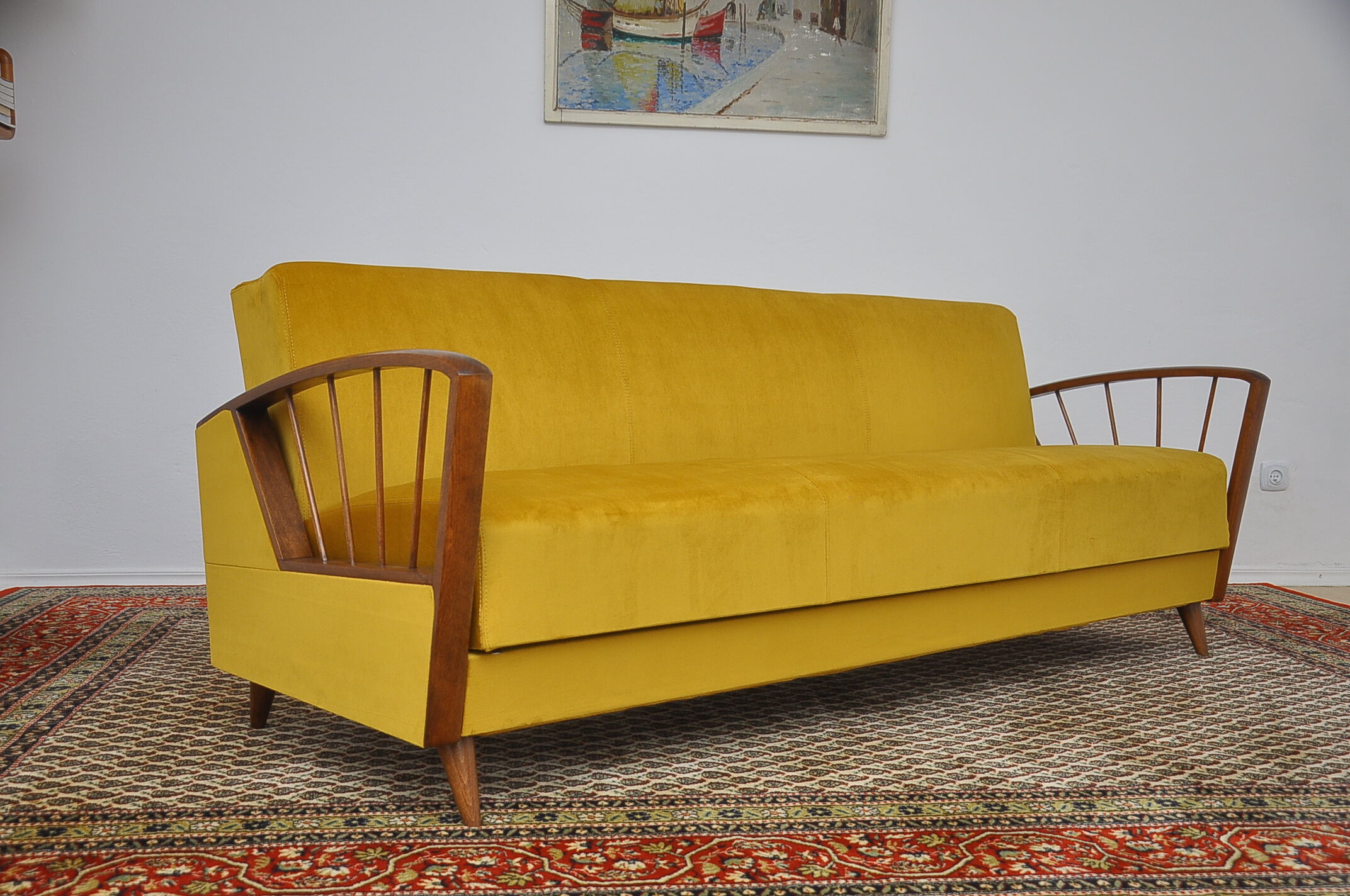 Yellow sleeper sofa 1960s
