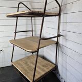 industrial iron and wood trolley shelf
