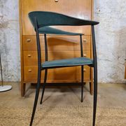 Pair of vintage suede chairs with metal legs from Arper.