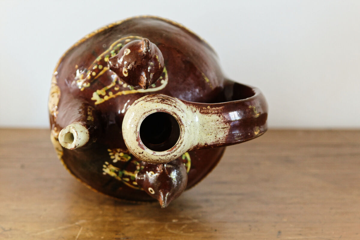 Zoomorphic gargoulette in glazed terracotta